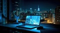 city blue light computer