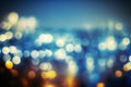 city blurring lights abstract circular bokeh on blue background ai generated Royalty Free Stock Photo