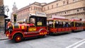 City bo express is a little tourist train that runs through the streets of Bologna, Italy.