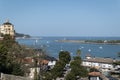 The city and the boats in the harbor