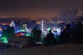 City of Boise background Botanical Winter Garden aGlow foreground