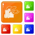 City bomb war icons set vector color Royalty Free Stock Photo