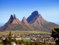 City at the bottom of mountains. Mauritius Royalty Free Stock Photo