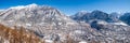 The city of Briancon in the Hautes-Alpes in winter. Winter sports ski resort in the French Alps. France