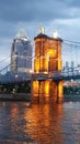 City Bridge lights reflect on River