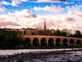 City And Bridge Skyline Over New Jersey Raritan River