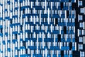 City of Brussels Belgium - Blue rectangular abstract patterns, taken from a residentail contemporary apartment building