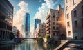 city building canal cityscape landscape, ai