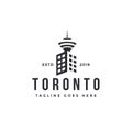 City building and CN Toronto tower logo icon vector template