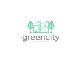 City building and fresh tree logo design