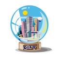 City building in glassball - vector Royalty Free Stock Photo