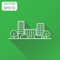 City building icon. Business concept line town pictogram. Vector