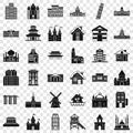 City building icons set, simple style