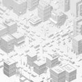 City buildings background street. light gray tones. Road Intersection traffic jam. High detail 3d city view. Cars end town