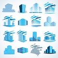 City buildings business financial office vector design set. Futuristic architecture illustrations collection. Real estate realty