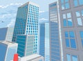 City Buildings Cartoon Comic Book Style Background Royalty Free Stock Photo