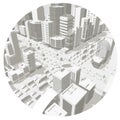 City buildings in the circle. Background street In light gray tones. 3d road Intersection. City projection view. Vector horizontal Royalty Free Stock Photo