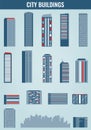City buildings. Houses and skyscrapers set. Flat design icons. Vector Royalty Free Stock Photo