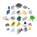 City buildings icons set, isometric style Royalty Free Stock Photo