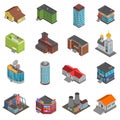 City Buildings Isometric Icons Set Royalty Free Stock Photo