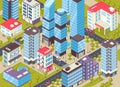 City Buildings Isometric Poster