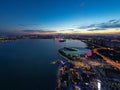 City buildings by Jinji Lake in Suzhou, China