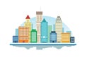 City Buildings Landscape Front View Vector Illustration