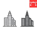 City buildings line and glyph icon, business and city, buildings sign vector graphics, editable stroke linear icon, eps Royalty Free Stock Photo