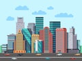 City buildings panorama. Urban architecture vector cityscape background