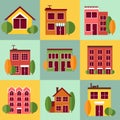City buildings set in flat design style Royalty Free Stock Photo