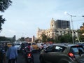 City buildings, transport, crowd and peoples display at Kolkata, Esplanade crossing, one of the busiest place in city.