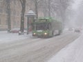 City bus in a blizzard