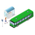 City bus and bus stop icons