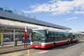 City bus at the bus stop at the Vaclav Havel International Airport. Prague