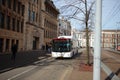 City bus of HTM at the kneuterdijk in the center of Den Haag the Hague. Royalty Free Stock Photo