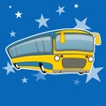 City bus icon cartoon style. Yellow bus transport