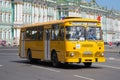 City bus LiAZ-667 on the background of the Winter Palace. The third annual parade of retro transport in Saint-Petersburg