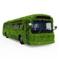 The City Bus is Overgrown with Green Grass. Eco-Friendly Urban Transport Concept. Royalty Free Stock Photo
