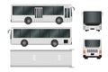 City bus template. Passenger transport all sides view from top, side, back and front Royalty Free Stock Photo