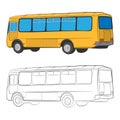 City bus vector drawing illustration Royalty Free Stock Photo