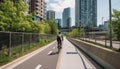 City businessman cycling for healthy lifestyle outdoors generated by AI
