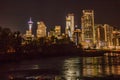 City of Calgary lite up at night. Calgary,Alberta,Canada Royalty Free Stock Photo