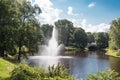 City canal flowing in the center of Riga, the capital of Latvia Royalty Free Stock Photo