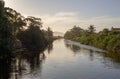 City canal of ItaipuaÃÂ§u, Rio de Janeiro, during the sunset with beautiful reflexions on the water Royalty Free Stock Photo