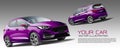 City car 5 doors purple metallic front and back 3D design modern vector Royalty Free Stock Photo