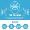 City car sharing banner, outline style