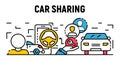 City car sharing banner, outline style