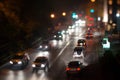 City car traffic jam, night lights Royalty Free Stock Photo