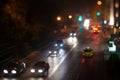 City car traffic jam, night lights Royalty Free Stock Photo