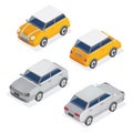 City Cars Isometric Set with Mini Car and Sedan Automobile Royalty Free Stock Photo